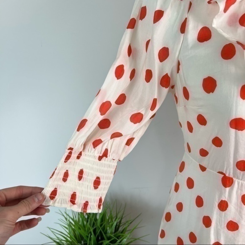 Rixo womens Polka Dot Puff Sleeve Ruffle Wrap Dress size XS - Picture 8 of 13